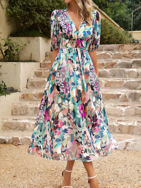printed-puff-sleeve-midi-dress OhSoStyled at Sophia's Style-6
